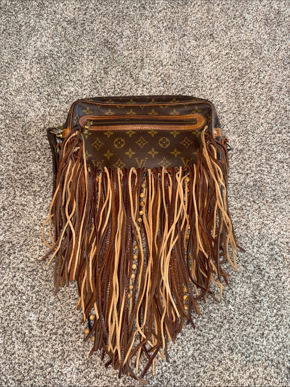 Louis Vuitton Monogram Fringe Crossbody in Brown and Tan
